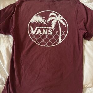 Vans Maroon T-Shirt with White Tropical Graphic